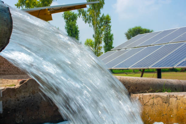 Solar powered water turbine for irrigation in the agricultural field